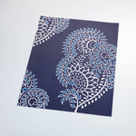 white and blue elegant vine design pattern on dark indigo blue background Removable Peel and Stick Wallpaper sample size