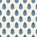 white and blue elegant floral design pattern on white background Removable Peel and Stick Wallpaper