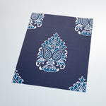 white and blue elegant floral design pattern on dark indigo blue background Removable Peel and Stick Wallpaper sample size