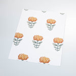 orange yellow and green flower design pattern on white background Removable Peel and Stick Wallpaper sample size