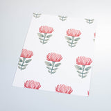 pink red and green flower design pattern on white background Removable Peel and Stick Wallpaper sample size
