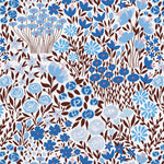 light dark blue and brown meadow design pattern on white background Removable Peel and Stick Wallpaper