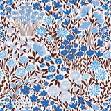 light dark blue and brown meadow design pattern on white background Removable Peel and Stick Wallpaper