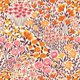 orange yellow pink and brown meadow design pattern on off white background Removable Peel and Stick Wallpaper