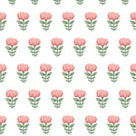 pink red and green flower design pattern on white background Removable Peel and Stick Wallpaper