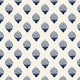 dark blue floral design pattern on white background Removable Peel and Stick Wallpaper