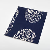 white elegant abstract floral design pattern on dark indigo blue background Removable Peel and Stick Wallpaper sample size
