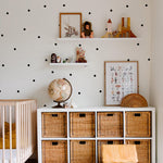 black polka dot pattern Removable Wall Decals on white background in kids room
