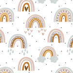 black polka dot and colored cartoon rainbow illustration pattern on white background Removable Peel and stick wallpaper