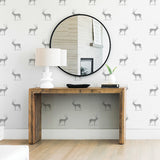 illustrated grey antelope pattern on white background Removable Peel and stick wallpaper in living room