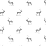 illustrated grey antelope pattern on white background Removable Peel and stick wallpaper