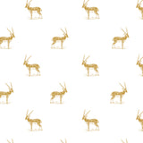 illustrated yellow marigold antelope pattern on white background Removable Peel and stick wallpaper