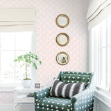 rose pink elegant shapes and lines design pattern on white background Removable Peel and Stick Wallpaper in living room