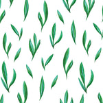 green leaf design pattern on white background Removable Peel and Stick Wallpaper
