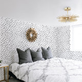 charcoal spots design pattern on white background Removable Peel and Stick Wallpaper in bedroom