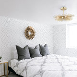 mint and grey colored spots design pattern on white background Removable Peel and Stick Wallpaper in bedroom