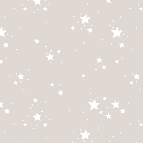 cartoon style white stars on tan background Removable Peel and Stick Wallpaper