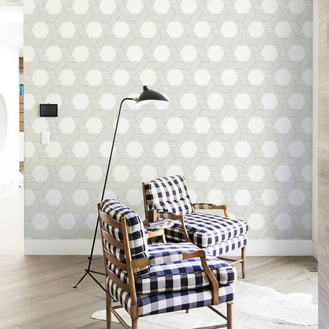dark geometric lines and shapes white background Removable Peel and Stick Wallpaper sample size detail