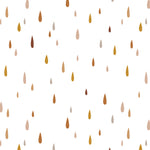 cartoon style brown grey and cream colored rain drops on white background Removable Peel and Stick Wallpaper