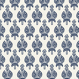 dark indigo blue torch flower elegant design pattern on white background Removable Peel and Stick Wallpaper