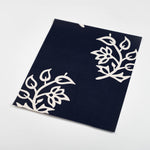white branch and leaf design pattern on indigo blue background Removable Peel and Stick Wallpaper sample size