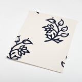 dark indigo blue branch and leaf design pattern on white background Removable Peel and Stick Wallpaper sample size