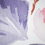 blue and pink watercolor flowers on white background peel and stick removable wallpaper canvas texture detail
