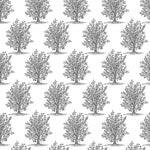 black vintage tree design pattern on white background Removable Peel and Stick Wallpaper