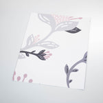 Pink and gray flowers on white background peel and stick removable wallpaper sample size
