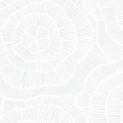 mint green elegant and geometric floral design pattern on white background Removable Peel and Stick Wallpaper
