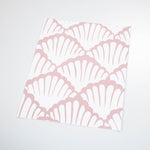 pink clamshell design pattern on white background Removable Peel and Stick Wallpaper in kitchen sample size