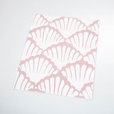 pink clamshell design pattern on white background Removable Peel and Stick Wallpaper in kitchen sample size